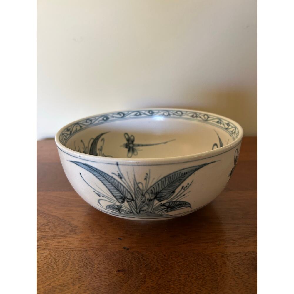 Bat Trang Pottery Bowl Vietnam Hand Painted Dragonfly Bowl